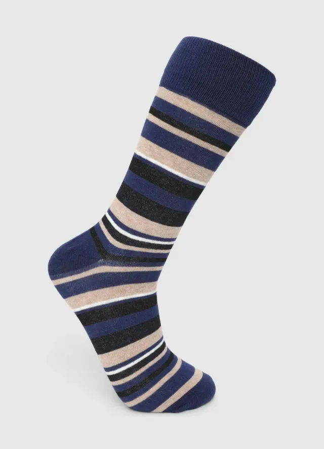 Calliope chaussettes courtes à rayures homme TU coton