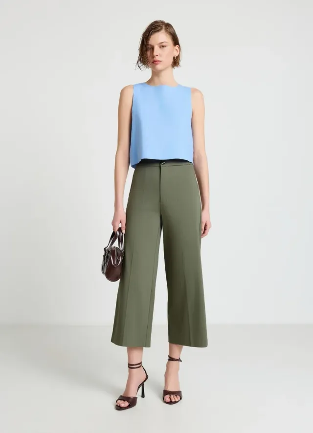 Calliope pantalon culotte tailleur femme large uni