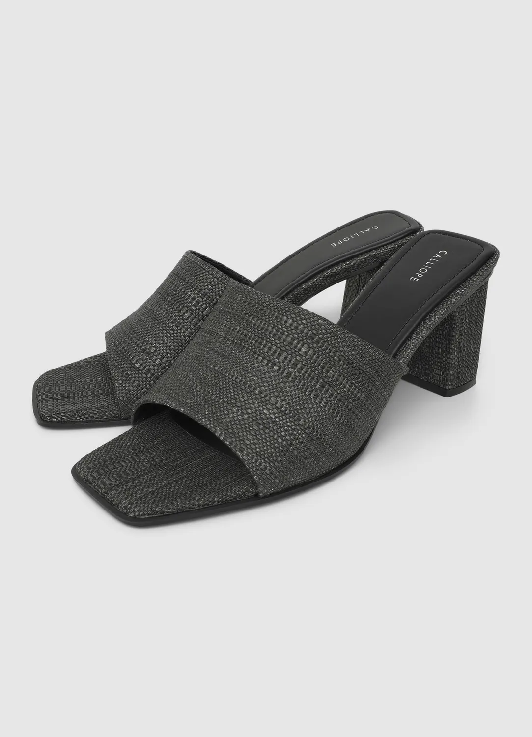 Calliope Mules toile femme bout carré talon 8 cm
