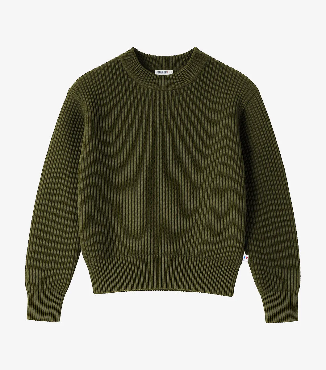 Cocorico Margaux pull femme kaki laine chaude