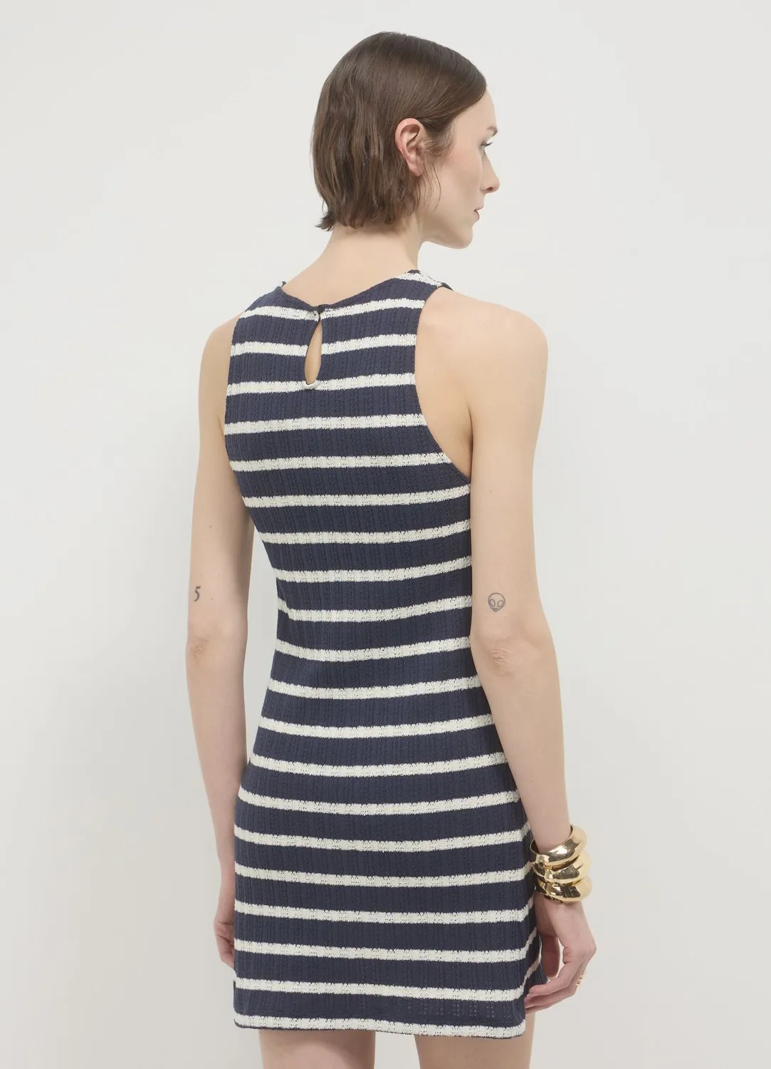 Calliope robe en maille rayée mini sans manches