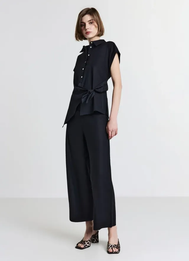 Calliope chemise nœud manches courtes coton