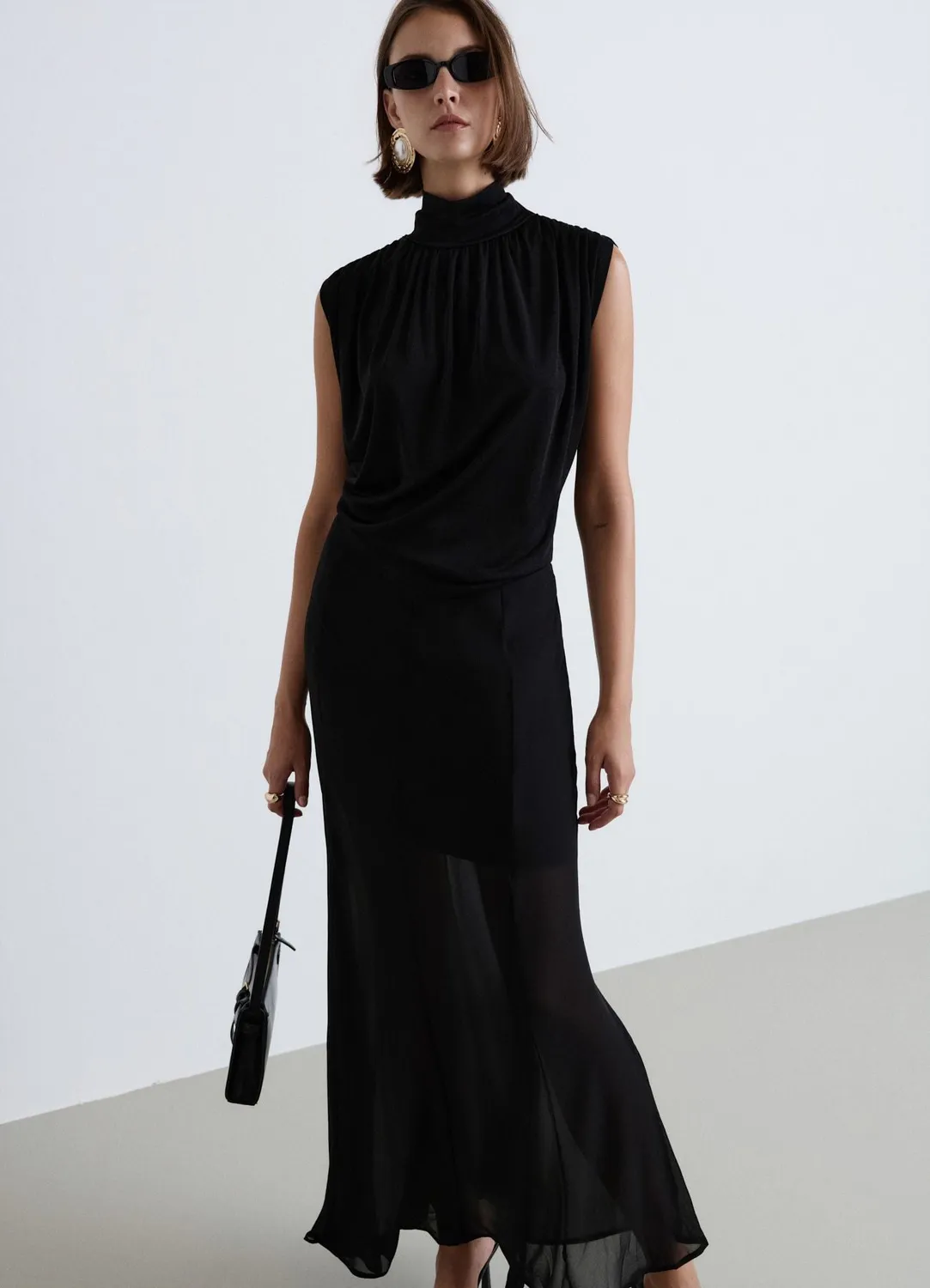 Calliope top col montant dos nu drapé femme