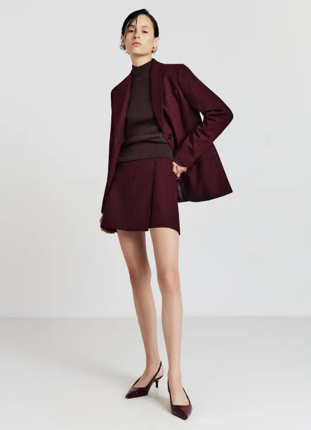 Calliope jupe-short rayée femme coupe droite bureau