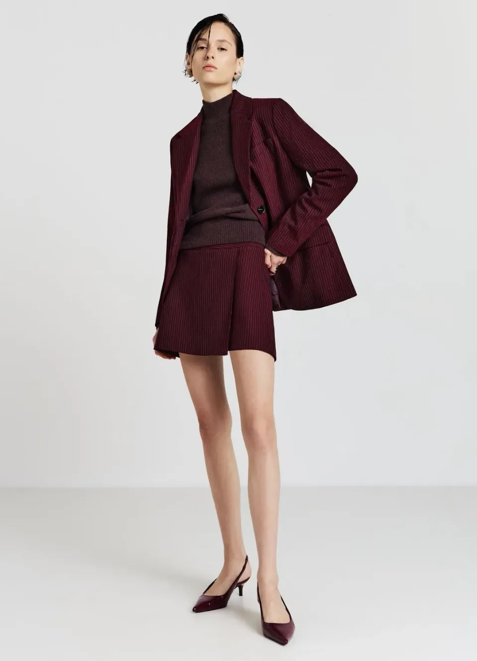 Calliope jupe-short rayée femme coupe droite bureau