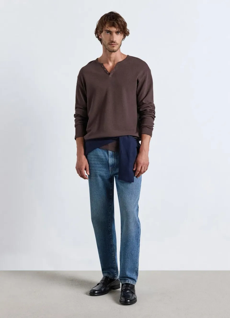 Calliope t-shirt waffle col serafino homme manches longues