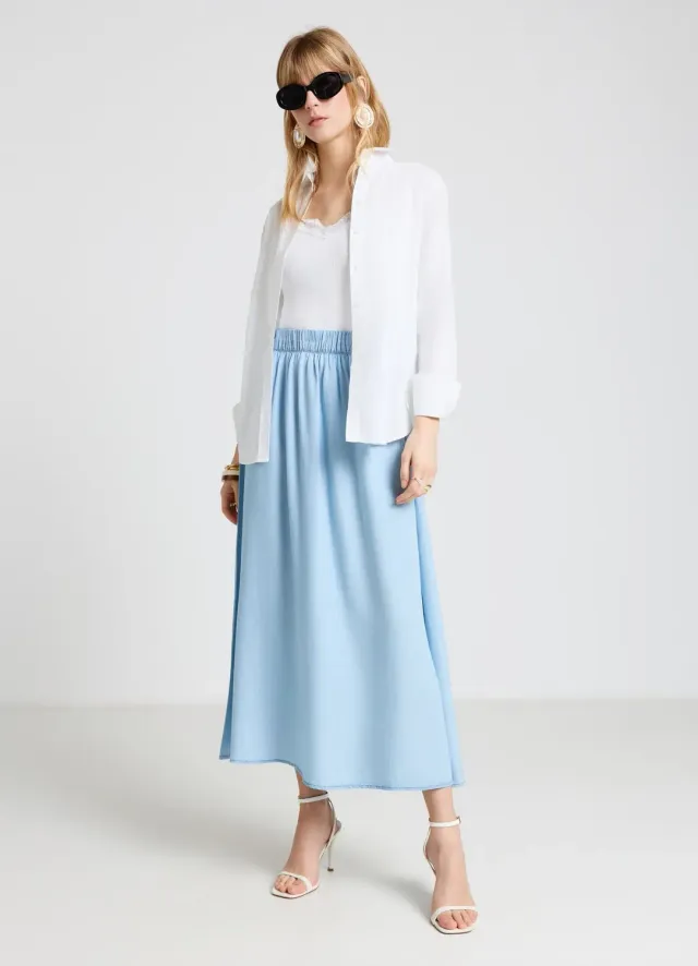 Calliope jupe longue femme taille élastique unie