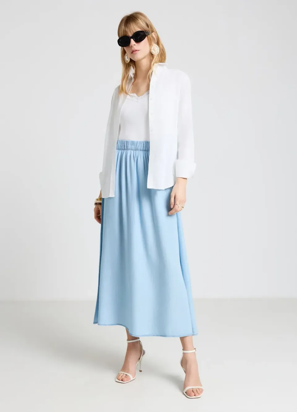 Calliope jupe longue femme taille élastique unie