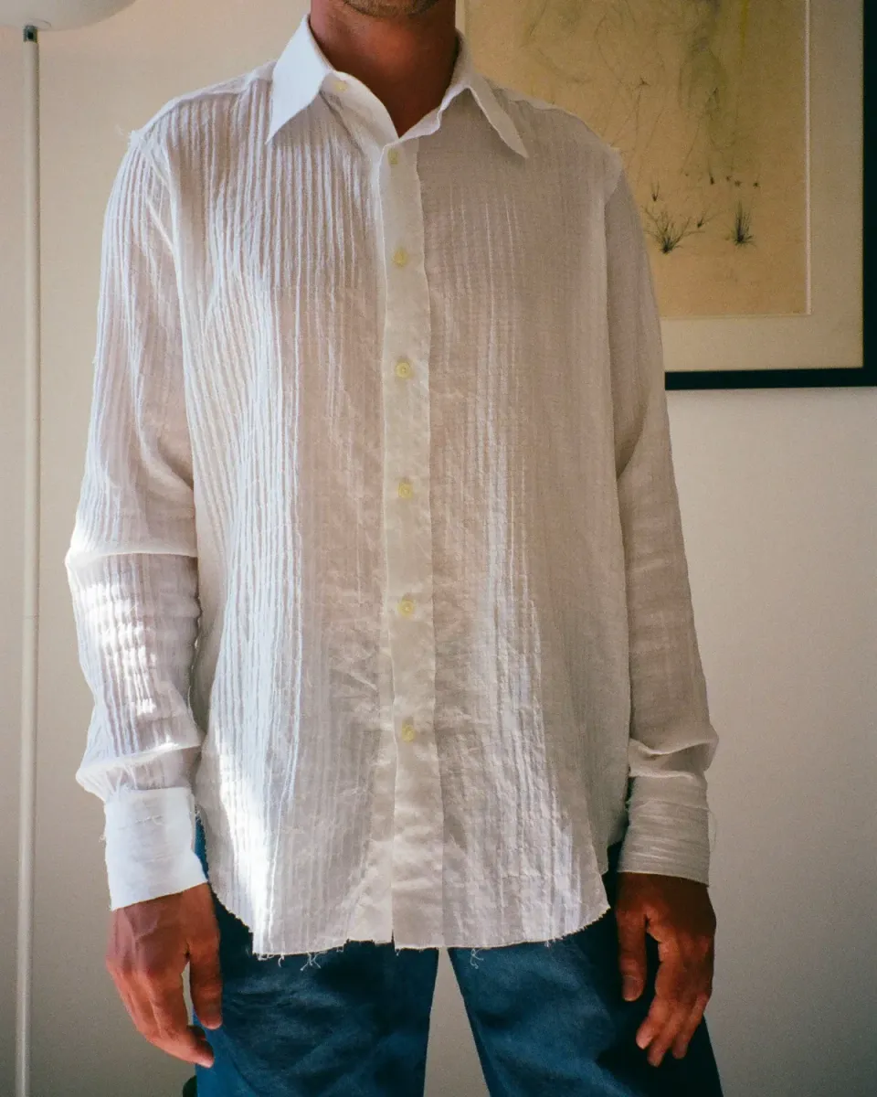 EREVAN Jagger chemise damier blanc cintrée