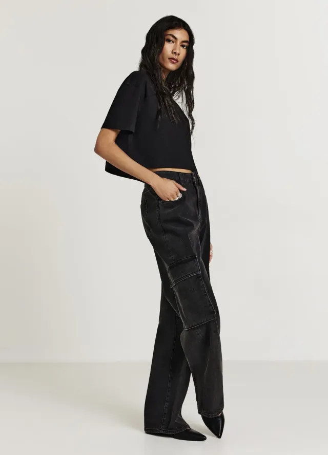 Calliope t-shirt crop femme coton col rond