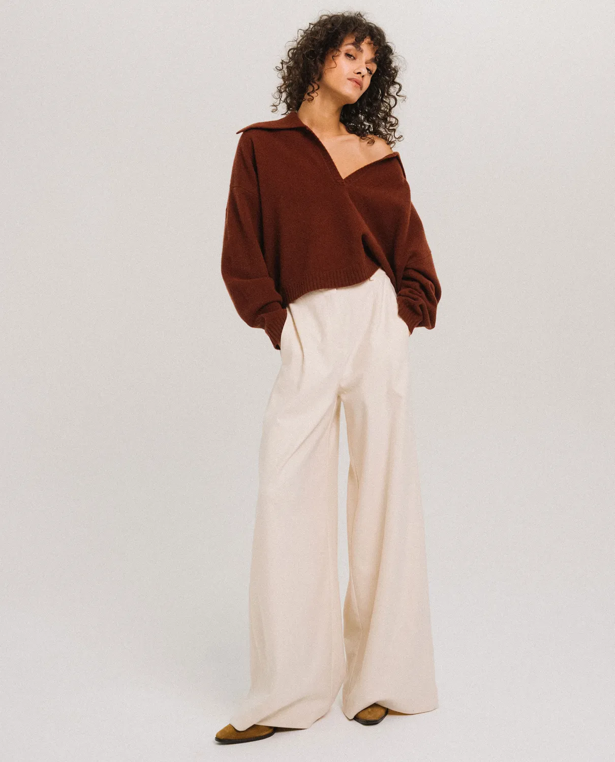 TINSELS EJAZ pantalon ECRU flanelle chaude