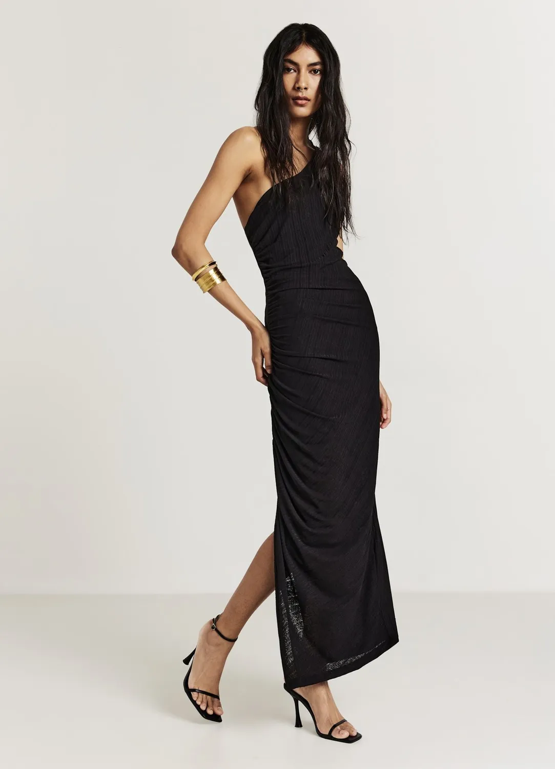 Calliope Robe longue mono-épaule froncée femme soirée