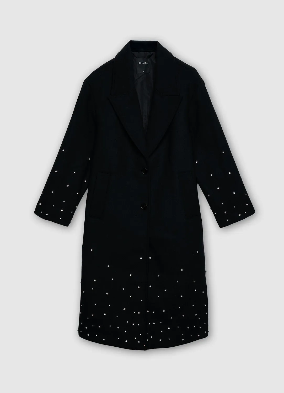 Calliope manteau monopetto strass femme long uni