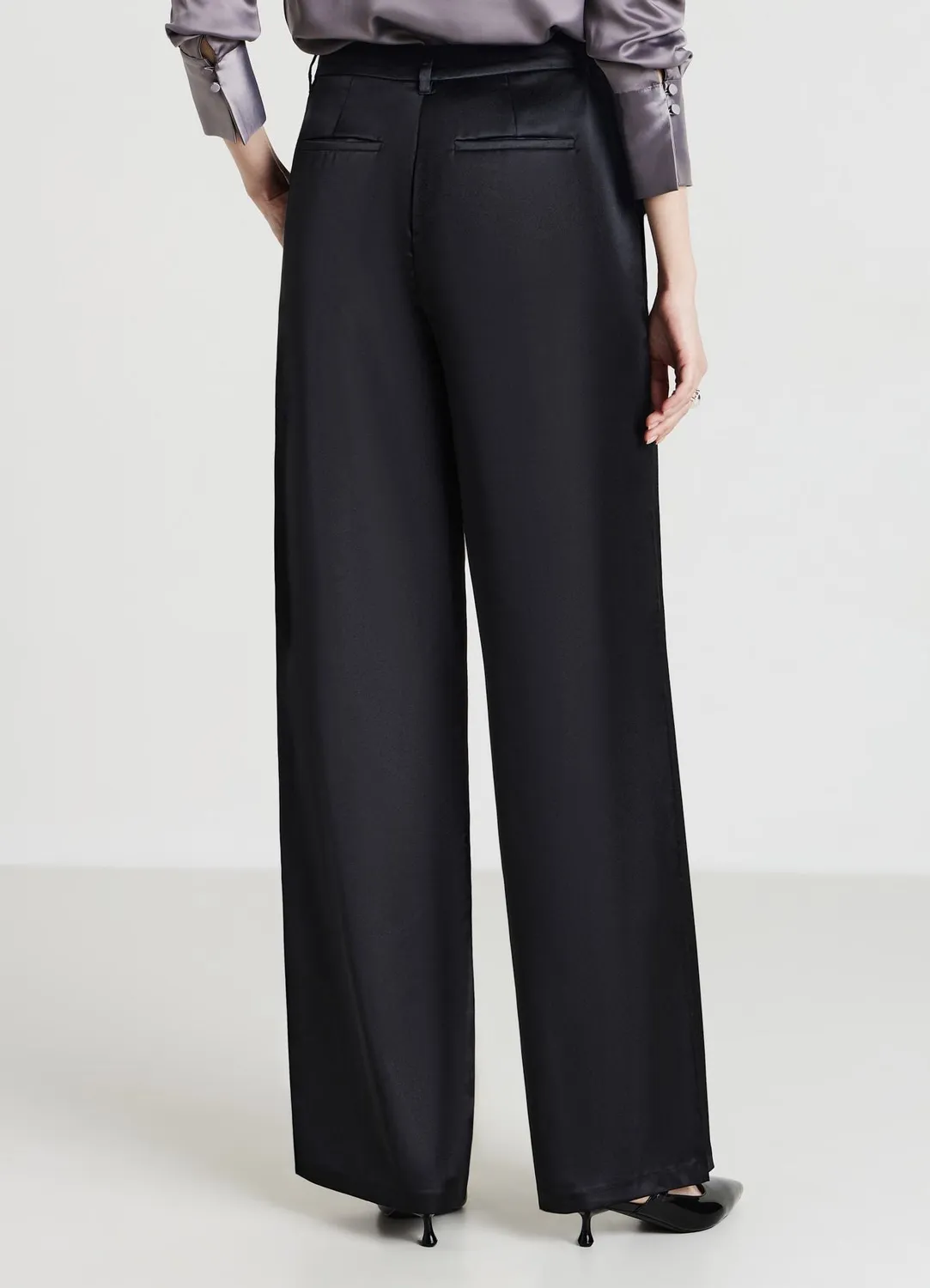 Calliope Palazzo Satin Pantalon femme large satiné