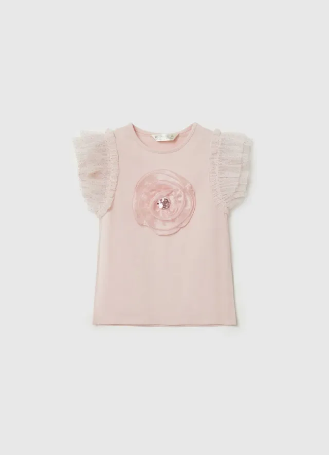 Calliope t-shirt à fleur t-shirt fille manches tulle