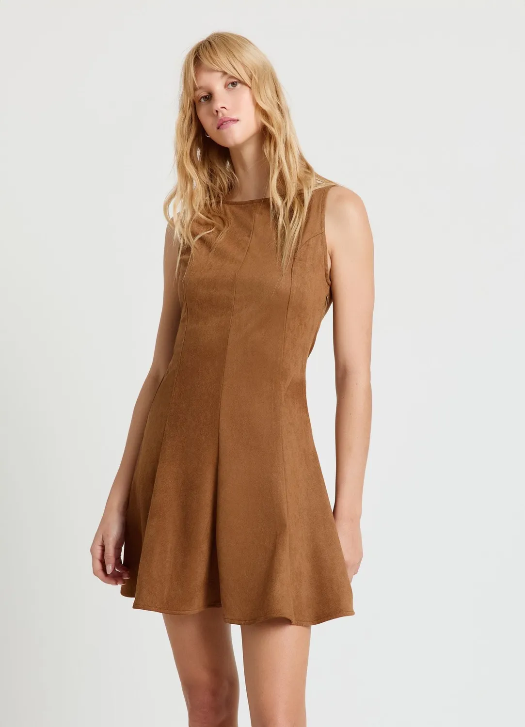 Calliope Atelier robe évasée courte effet suède femme