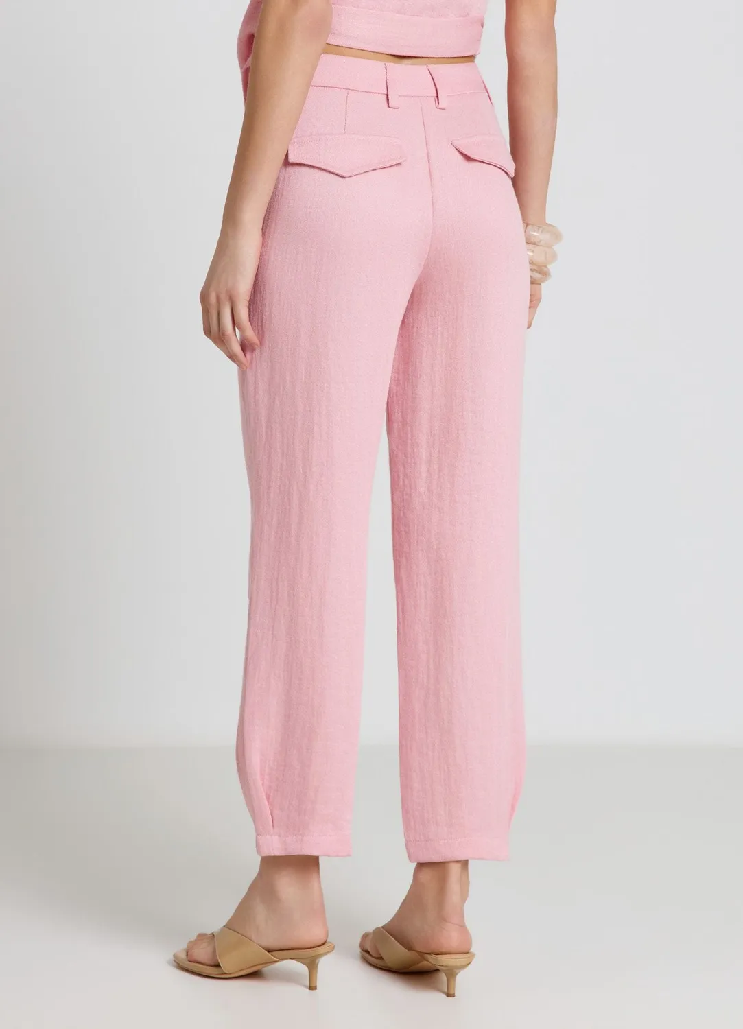 Calliope pantalon barrel femme uni à pinces taille haute