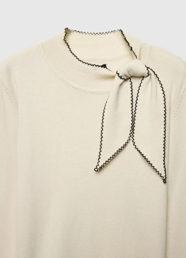 Calliope pull femme col lavallière uni