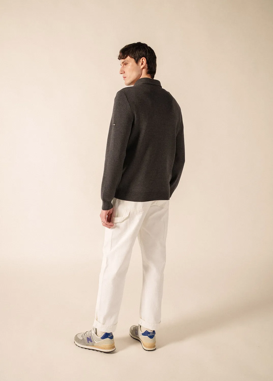Saint James Baden pull polo gris foncé 100% laine