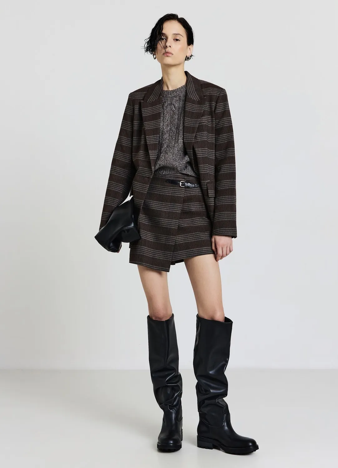 Calliope jupe-short carreaux fermeture latérale femme