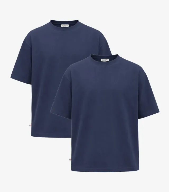 Cocorico Intemporel T-shirt Oversize Bleu Jean x2 coton