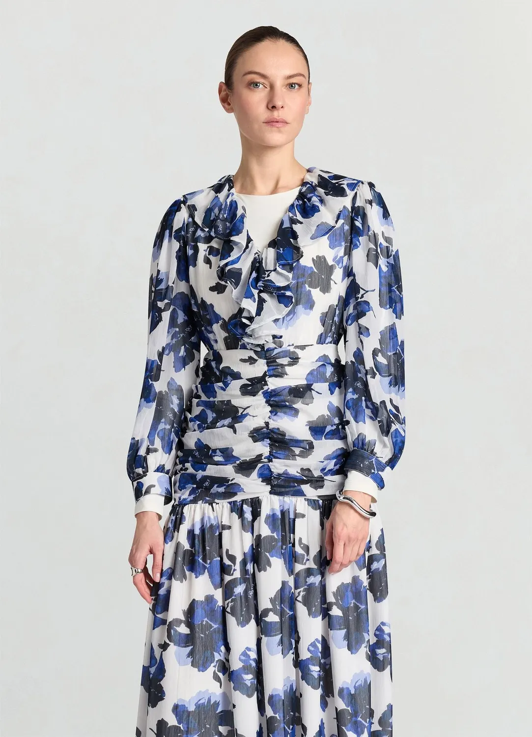 Calliope Atelier robe midi fleurs volants