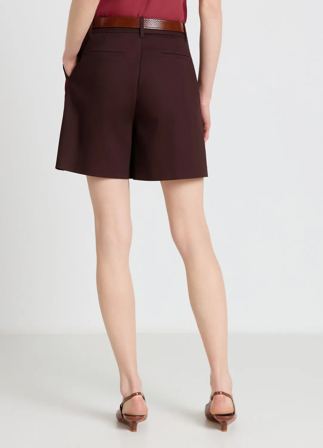 Calliope bermuda femme taille haute uni bureau