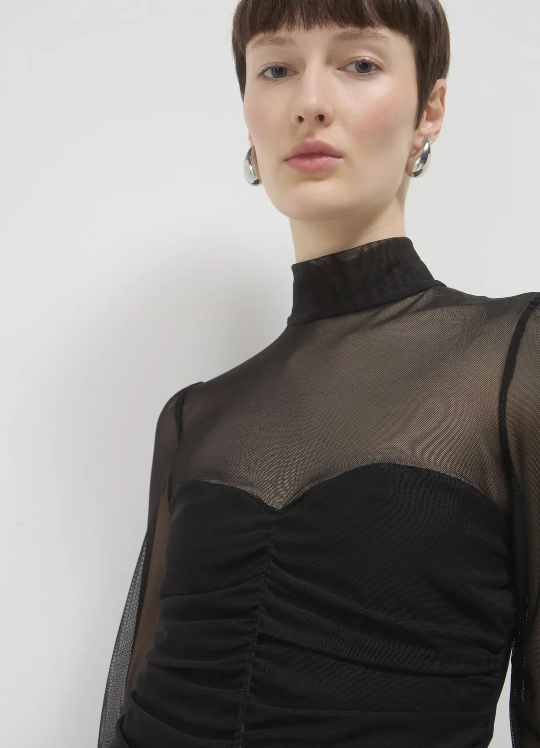 Calliope Body tulle froncé manches longues femme