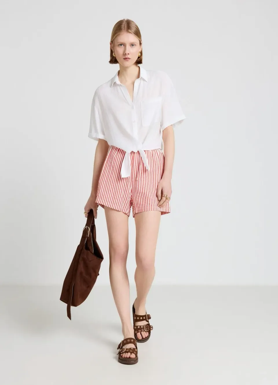 Calliope short rayé femme taille haute cordon