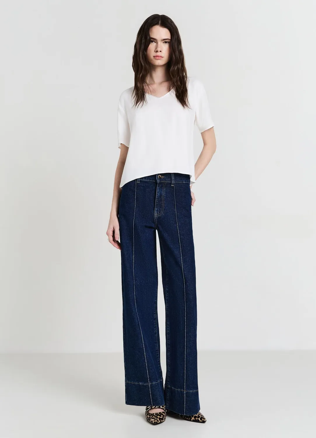 Calliope blouse femme col large manches courtes