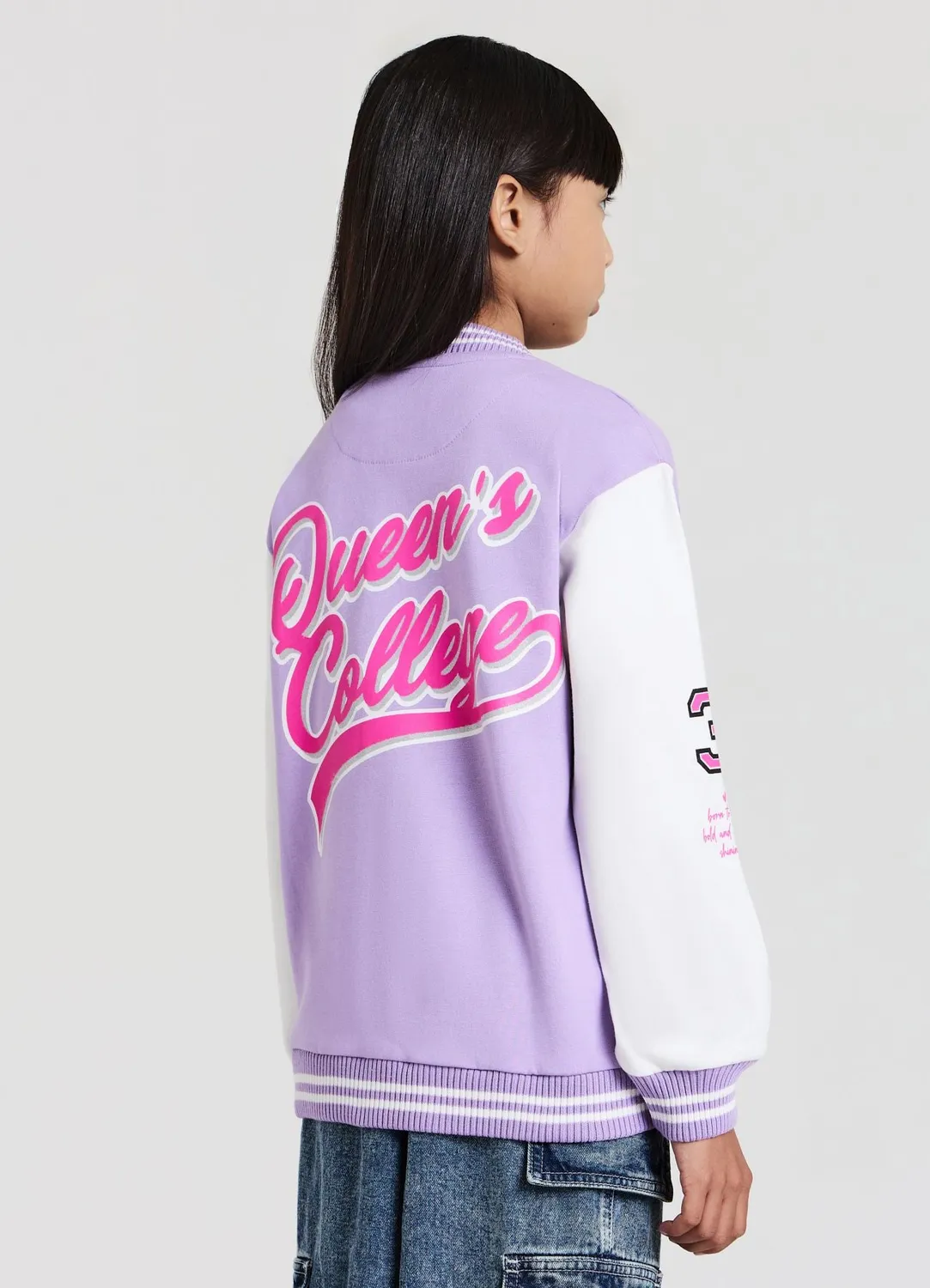 Calliope bomber college fille boutons imprimé