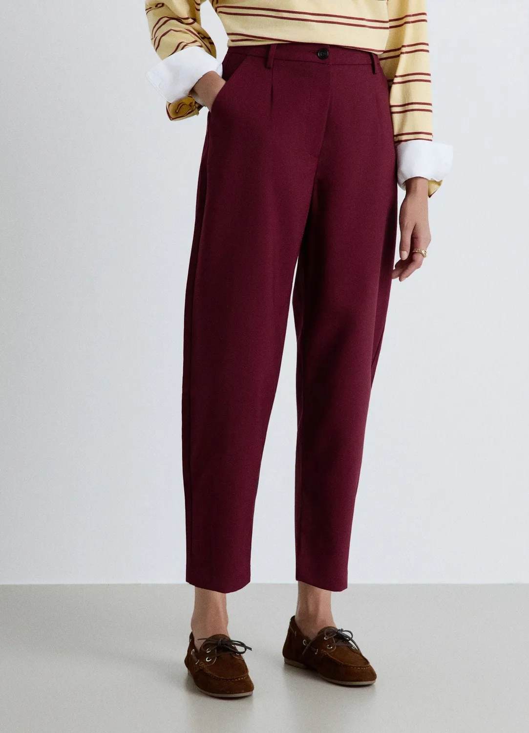 Calliope Balloon pantalon femme carotte taille haute uni