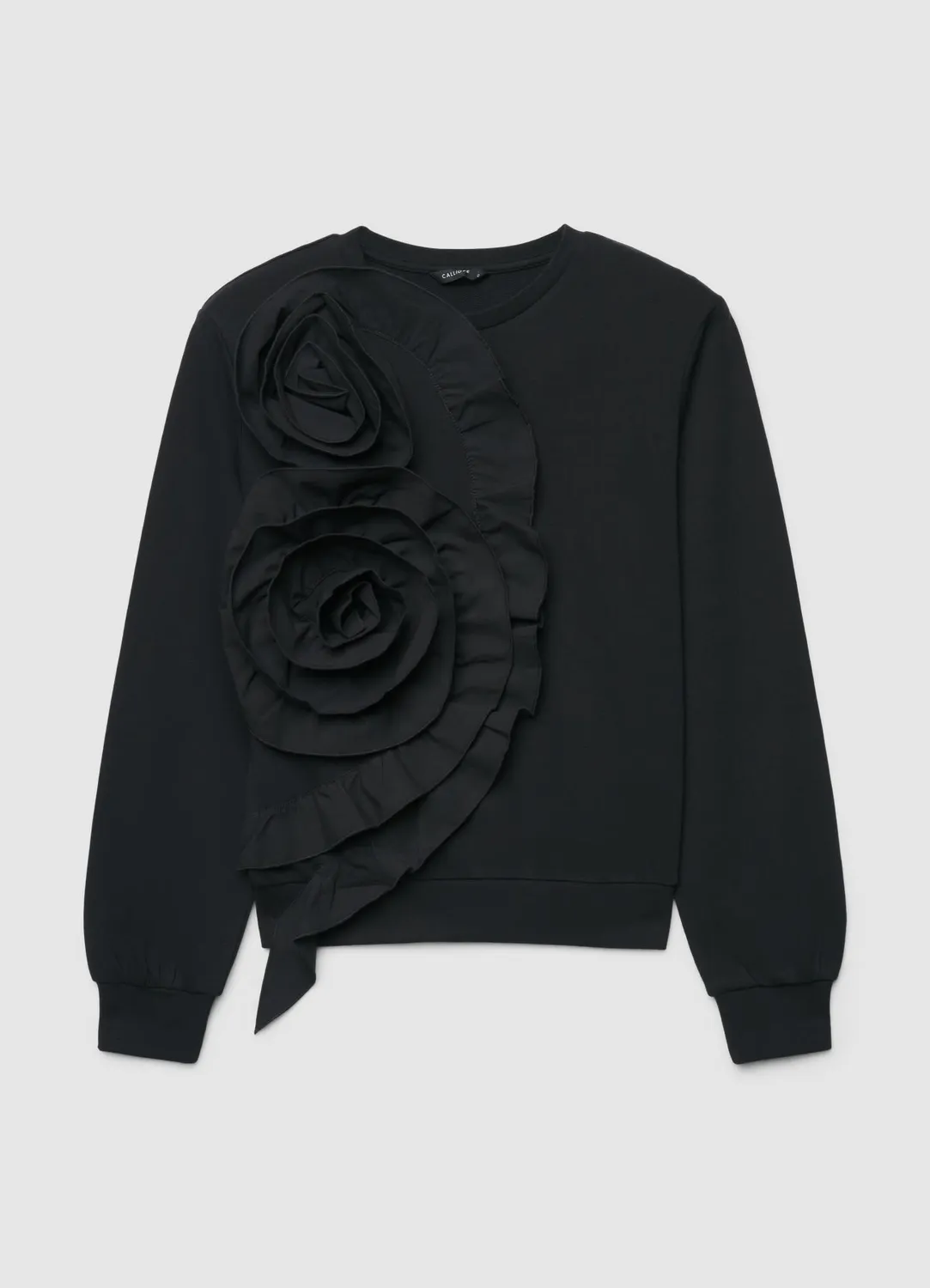 Calliope sweat volants fleurs femme manches longues col rond