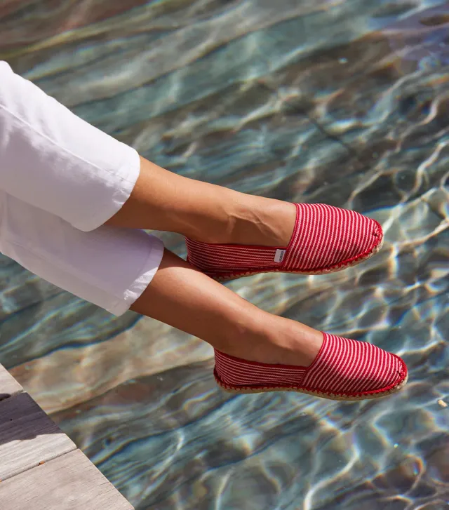 Cocorico Rayé Fine Rouge espadrille femme toile coton