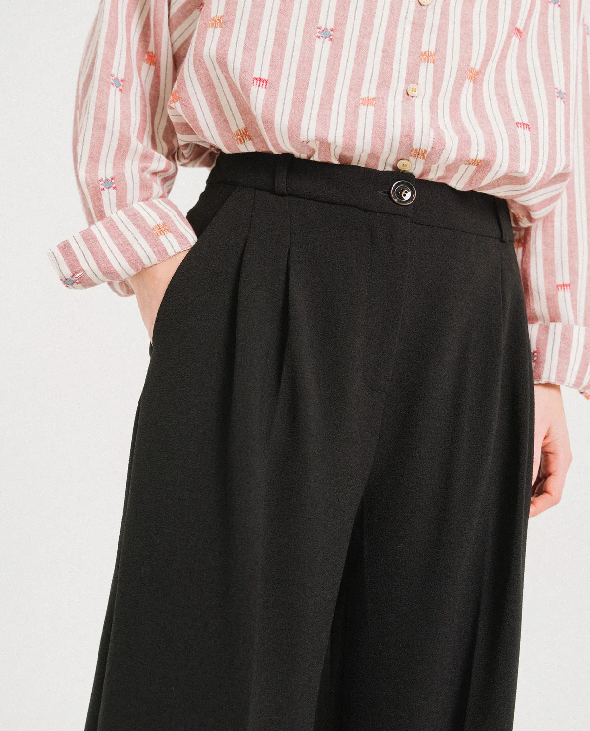 TINSELS UPTON NOIR pantalon large crêpe fluide