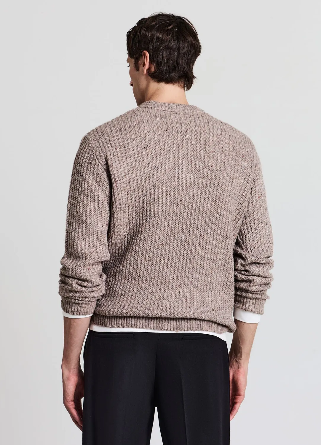 Calliope pull homme col rond côtelé uni manches longues
