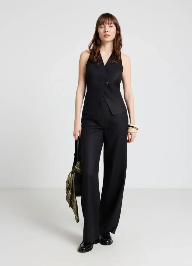 Calliope pantalon palazzo en lin uni