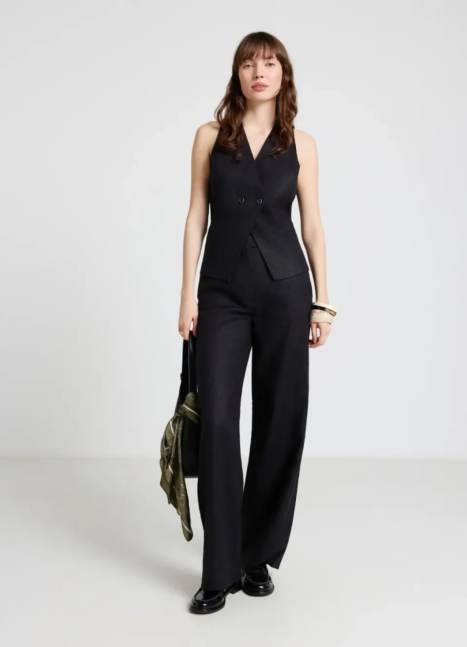 Calliope pantalon palazzo en lin uni