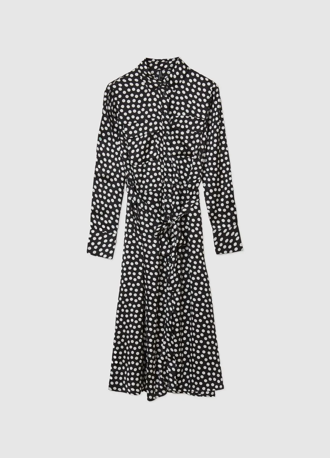 Calliope pois chemisier robe longue satinée