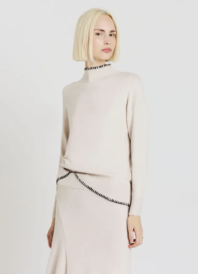 Calliope pull col montant femme contraste manches longues