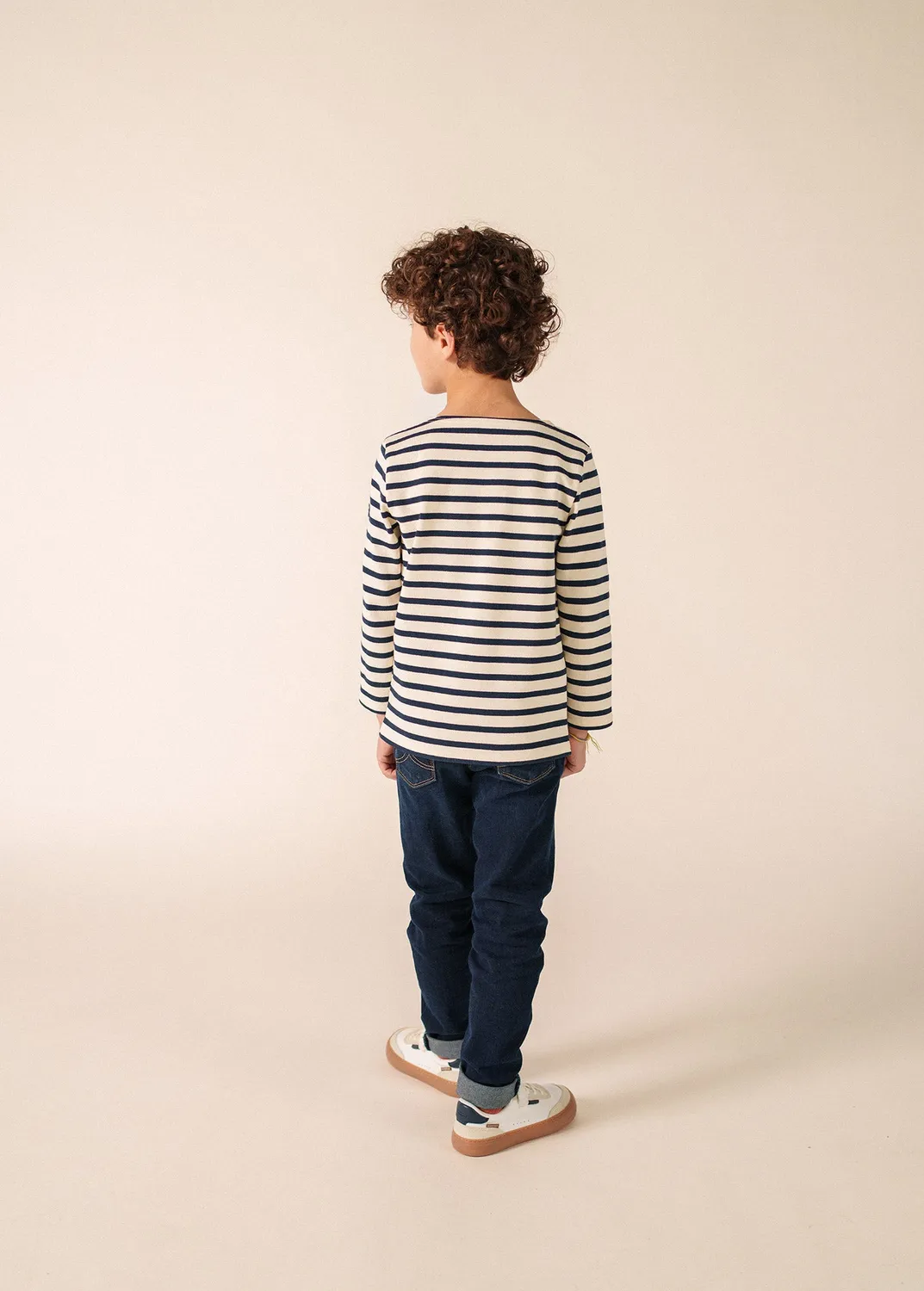 Saint James Méridien enfant marinière écru/marine coton