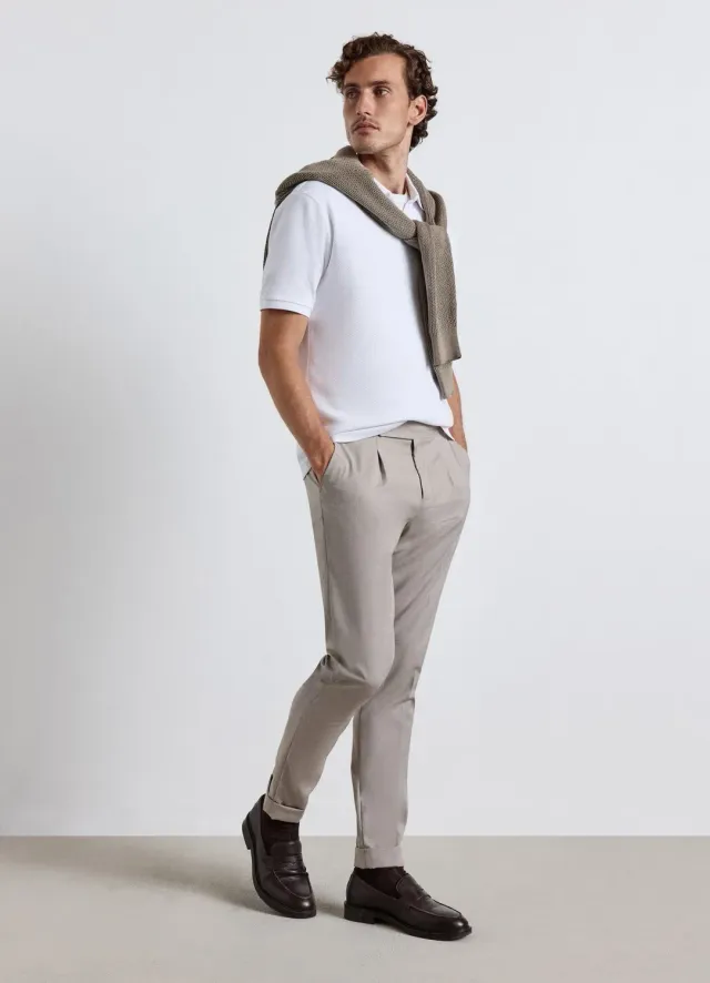 Calliope polo homme uni col V manches courtes regular