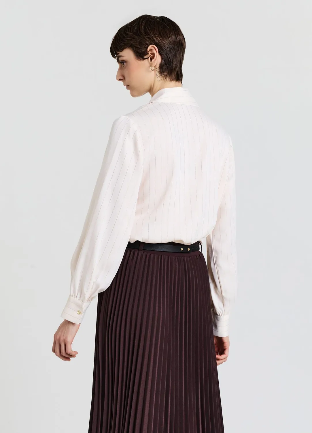 Calliope Blouse col châle femme rayée boutonnée