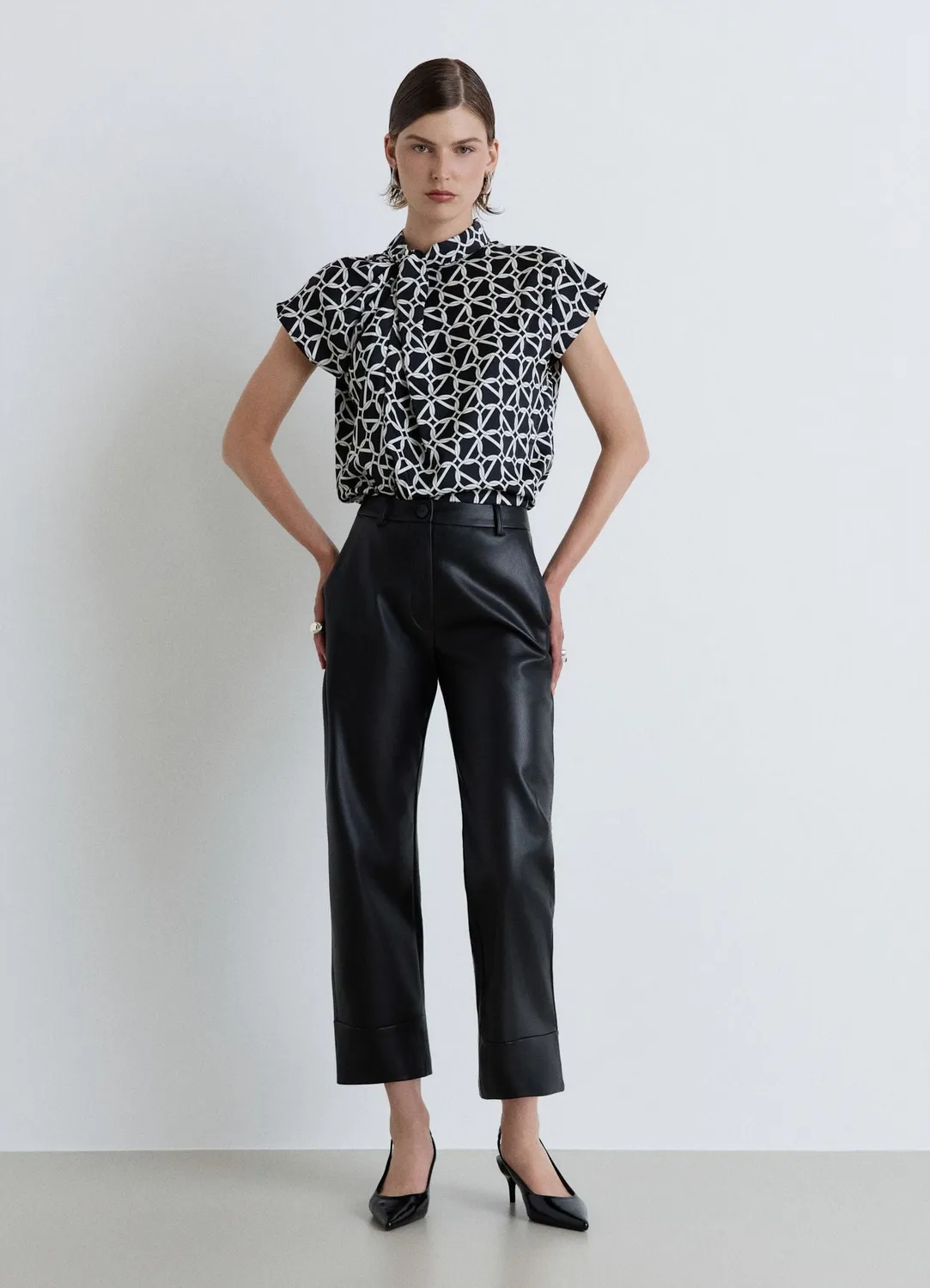 Calliope Blouse col coréen imprimé chaîne femme