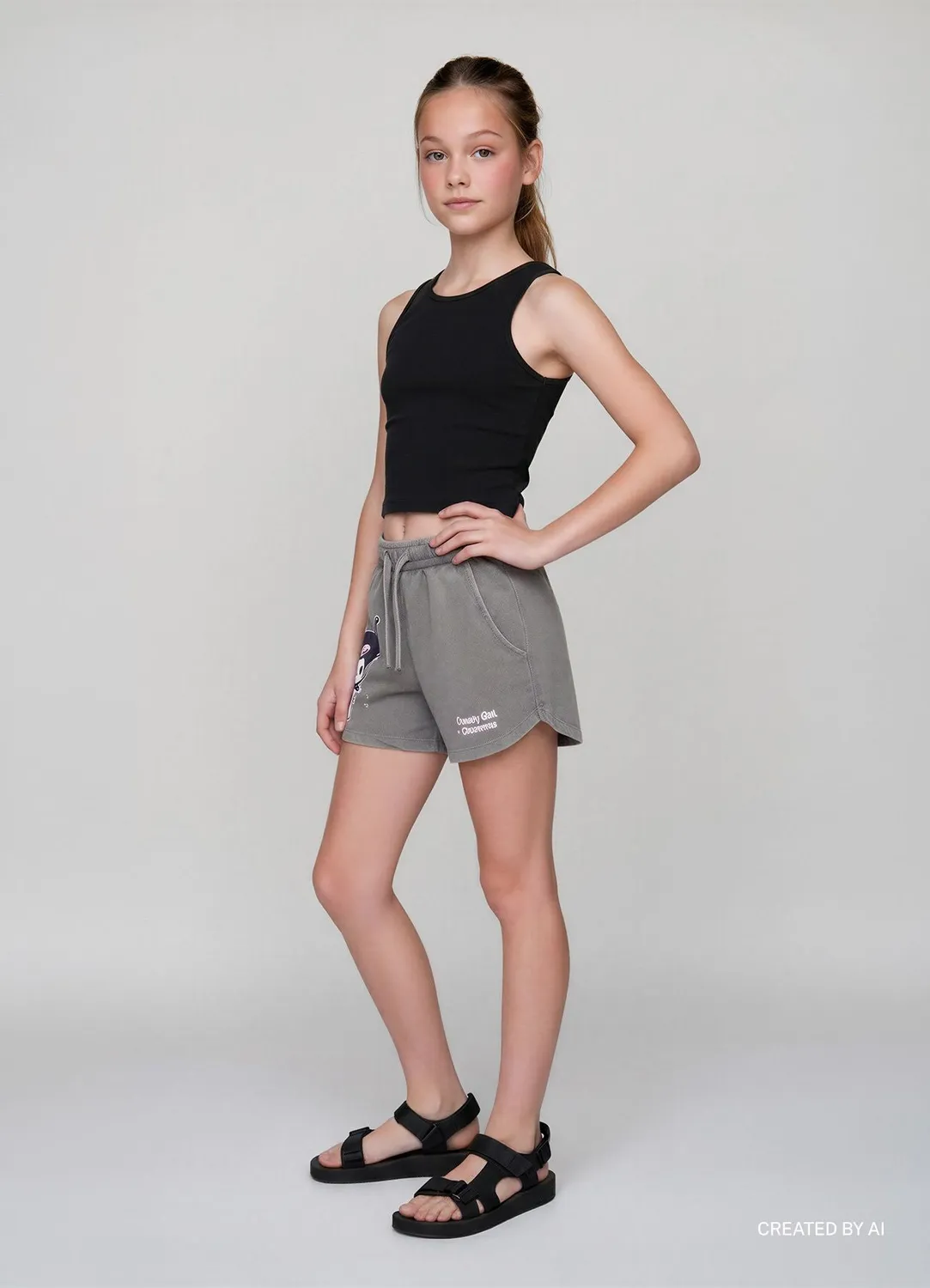Calliope Top crop uni fille bretelles larges