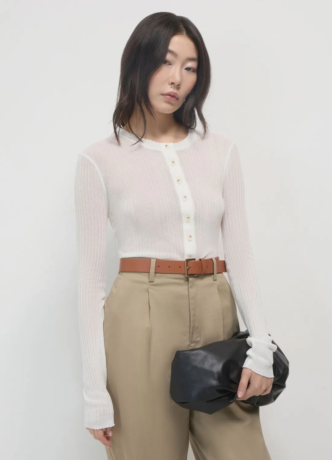 Calliope t-shirt serafino manches longues uni