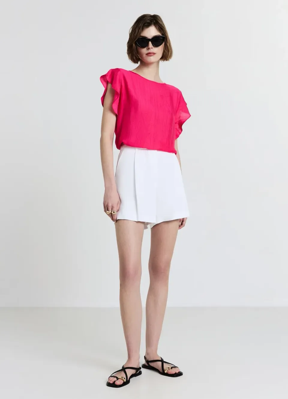 Calliope blouse femme unie manches volants regular