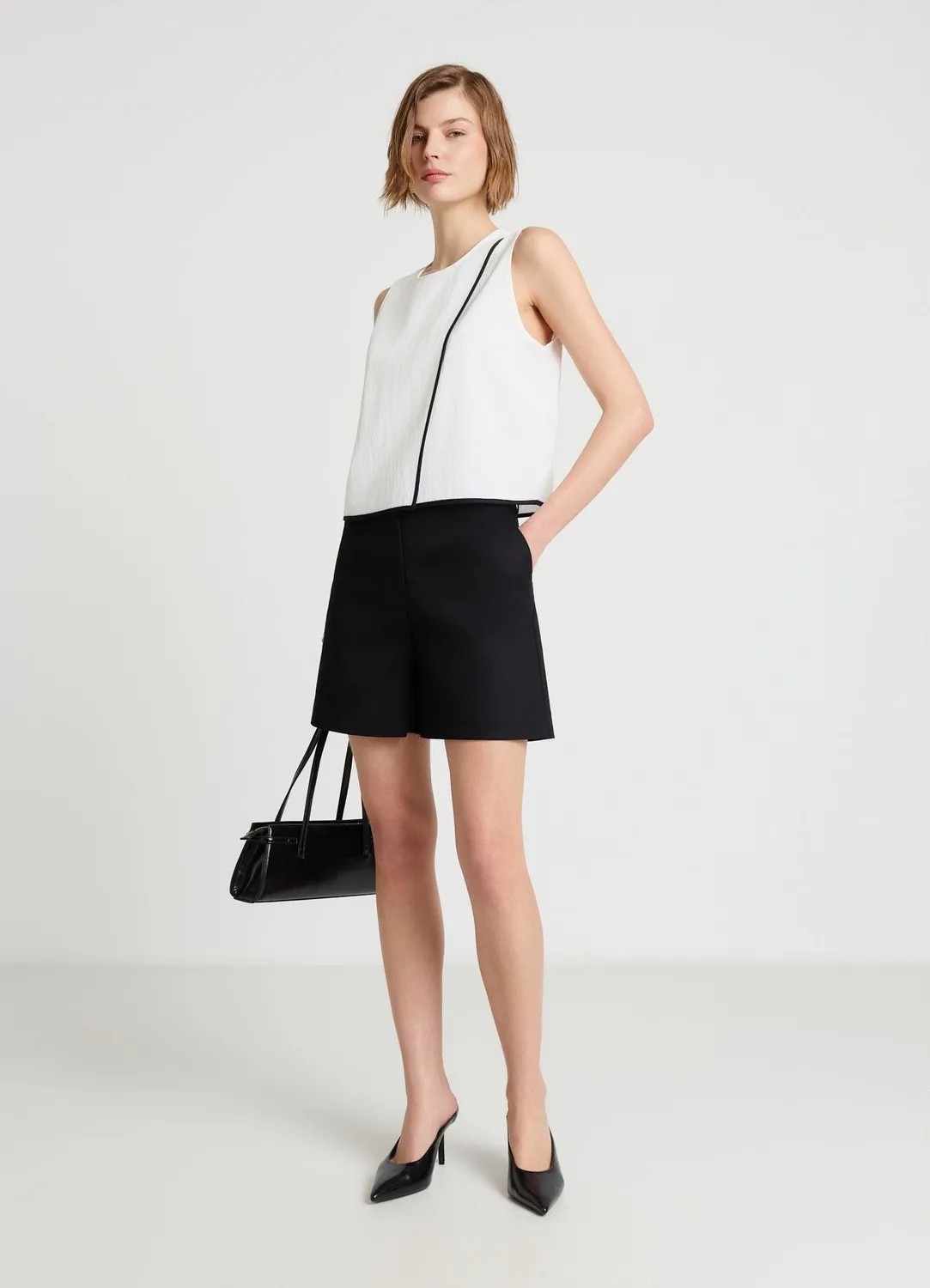 Calliope bermuda tailleur uni short taille haute