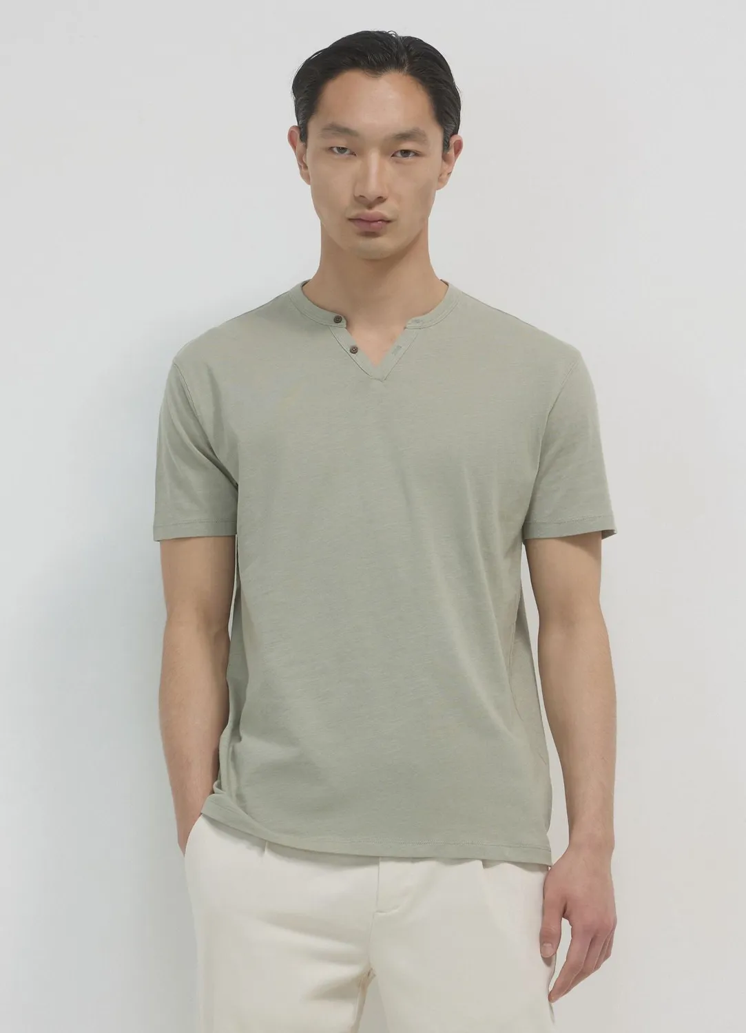 Calliope t-shirt henley homme coton manches courtes