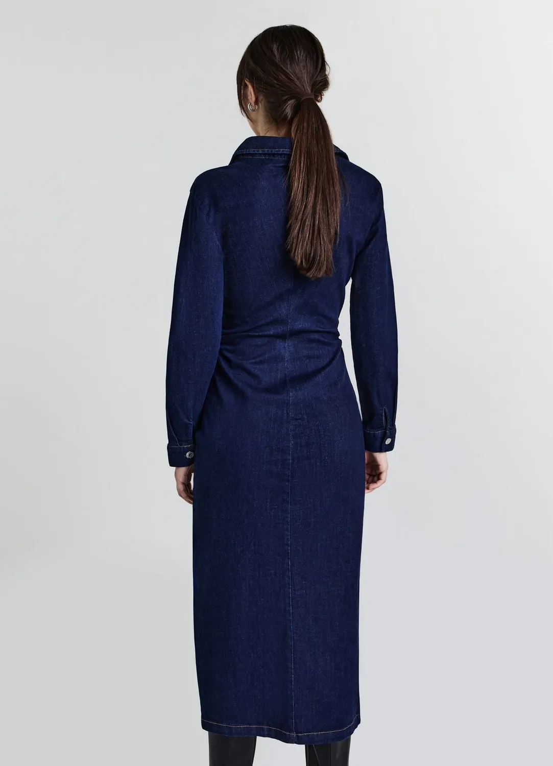 Calliope robe longue en jean chemise boutons